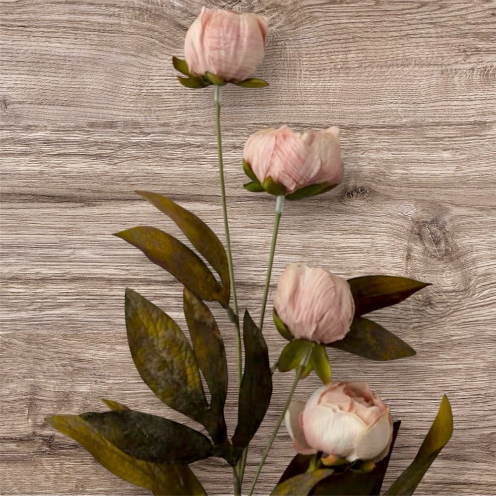 Viral Tan Peony Stems by Ashland Arrangement in rustic brown vase. - Picture 4 of 6